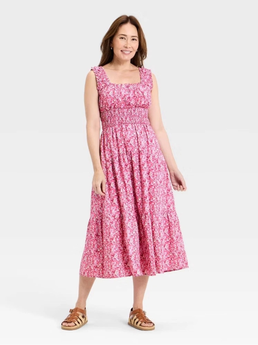 Universal Thread Women's Sleeveless Button-Front Smocked Maxi Empire Waist Dress